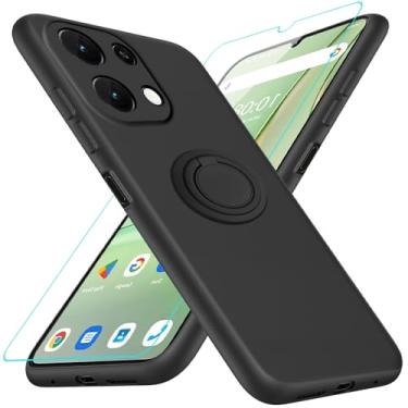 Imagem de Nijiadi Capa de telefone compatível com Umidigi Note 90 G9C G9T com protetor de tela, suporte de anel giratório de 360° com suporte/suporte de silicone TPU à prova de choque capa protetora para