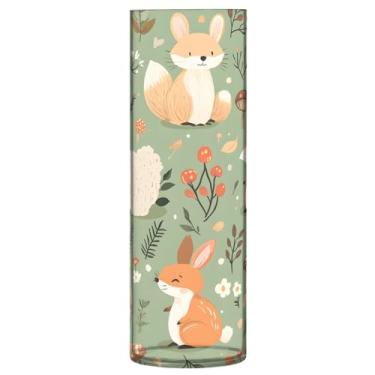 Imagem de JUZIHAI Vaso de flores para animais da floresta 9,9 cm x 30 cm cilindro de plástico moderno vaso de flores para centro de mesa de casamento decoração de casa