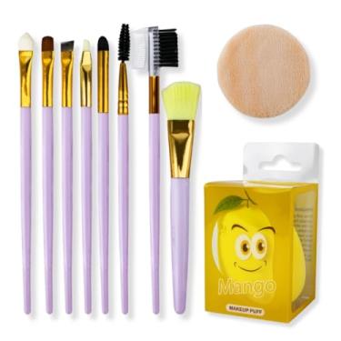 Imagem de Kit 8 Pincéis Maquiagem + Esponja Manga Maquiagem Base Pó