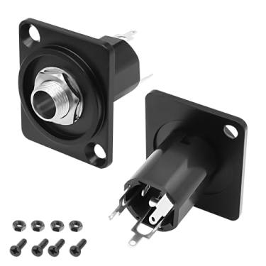 Imagem de MEIRIYFA Soquete de montagem em painel de áudio estéreo de 6,35 mm, D-Type 1/4 polegada TRS/TS fêmea conector de áudio estéreo painel/suporte de chassi para microfone alto-falante amplificador mixer