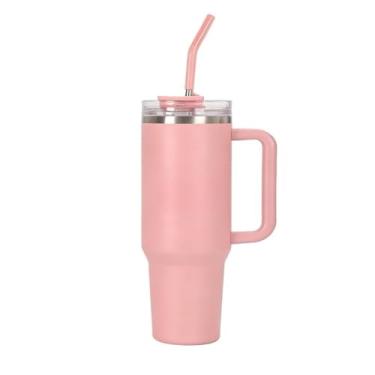 Imagem de Garrafa Térmica Inoxidável 1,2L, Portátil com Tampa e Canudo Anti-Vazamento(Rosa-1200ml)