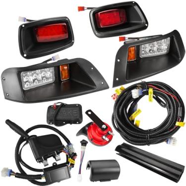 Imagem de EZGO Kit de luz traseira de farol LED, kit de lanterna traseira de farol de golfe para EZGO TXT 1996-2013 gás e elétrica, kit de lanterna traseira de farol de LED com kits de seta, buzina, pastilha de