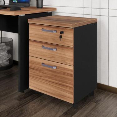 Imagem de Gaveteiro De Escritório 46cm Com Chave 3 Gavetas E Rodízios Multimóveis Cr25302 Sevilha/preto