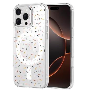 Imagem de MAYCARI Capa para iPhone 15 Pro Max, linda capa de telefone magnética transparente colorida confete colorida, compatível com MagSafe, capa protetora transparente à prova de choque para mulheres e