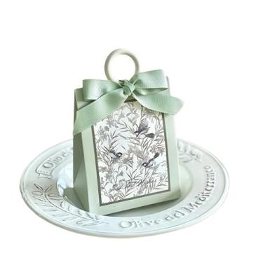 Imagem de GTIANHE-TAN Pequenos sacos de presente com alças para lembrancinhas de festa, sacos de papel a granel para artigos de festa de aniversário e ocasiões (verde-A)