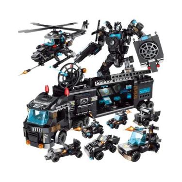 Imagem de Blocos De Montar Da Estação De Polícia SWAT, Kit De Helicóptero E Robô