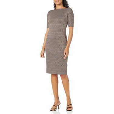 Imagem de Maggy London Vestido feminino sofisticado arco ombro bainha carreira trabalho escritório, multicor, 42