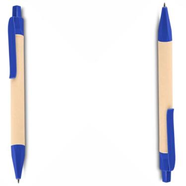 Imagem de Caneta Esferográfica de Papel Reciclado com Detalhes em PLA Biodegradável, Kit com 1 e 2 Unidades, Escrita Azul (Azul 2)