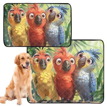 Imagem de TSENQUE Almofadas de xixi laváveis para cães, impermeável, tapete para gaiola de cachorro, fofo, papagaios, gatos, reutilizável para animais de estimação, tapete absorvente, pequeno x pacote com 3