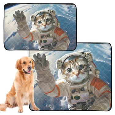 Imagem de Cute Cat Astronauta, lavável, tapete de urina para cães, à prova d'água, reutilizável, almofada de xixi, para cães, médio + grande, conjunto de 2