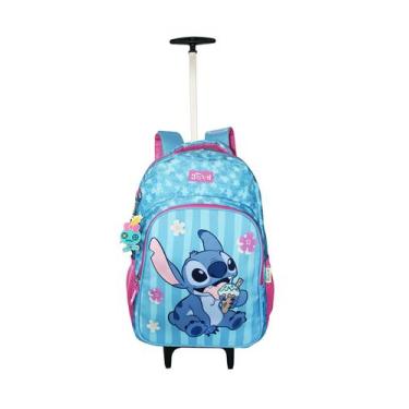 Imagem de Mochila Stitch E Angel Juvenil Rodinhas Meninas Escolar - Luxcel