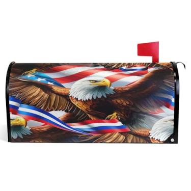 Imagem de EUA Águia americana decorativa caixa de correio capas de caixa de correio de vinil magnético envoltório verão decorações modernas caixa de correio tamanho padrão 52,6 x 45,8 cm