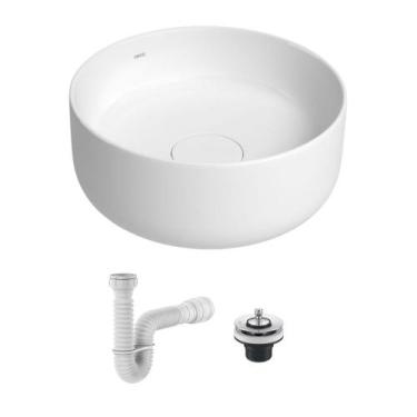 Imagem de Cuba de Apoio Deca 30x30 Redonda Branca + Válvula + Sifão, Único