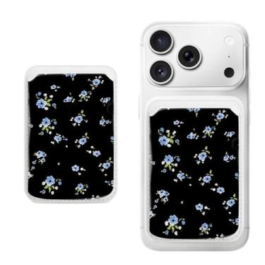 Imagem de Suporte magnético para iPhone, carteira fina de couro PU, capa para cartão, capa traseira para cartão, acessório de telefone fofo