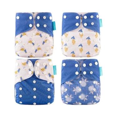 Imagem de Fraldas De Pano Laváveis E Ecológicas Para Bebês, Conjunto De 4 Peças,