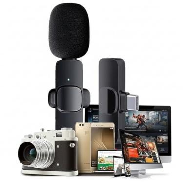 Imagem de Microfone Lapela Sem Fio, USB Type-C, Alcance 20m, Redução de Ruídos, Alta Sensibilidade, Compatível com Android.