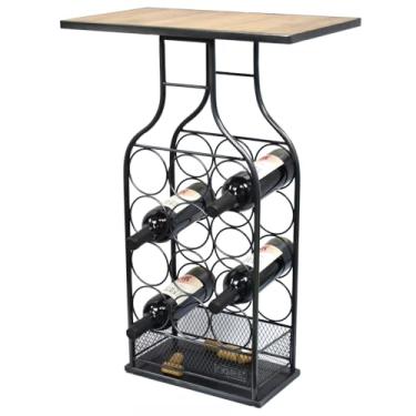 Imagem de Adega decorativa, suporte de garrafas de vinho com mesa, porta-rolas em formato de garrafa