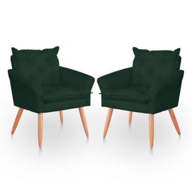Imagem de Kit 02 Cadeira Poltrona para Sala e Quarto Confortável e Reforçada (Verde)