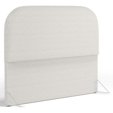 Imagem de Cabeceira Cama Box Casal 140cm Orgânica Lanna W01 Bouclê Cru - Lyam Decor