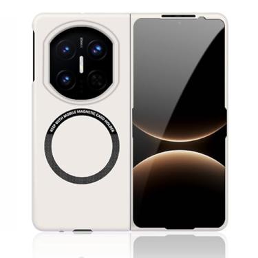Imagem de POYUFRG Capa magnética para Huawei Mate X7, capa protetora ultrafina rígida de policarbonato fosco antiderrapante suporta carregamento sem fio, branca, Mate X7