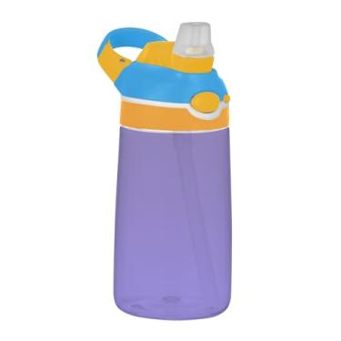 Imagem de Garrafa de água esportiva de 473 ml com canudo para crianças, meninas, meninos, garrafa de água portátil Tritan de 473 ml, copo infantil reutilizável à prova de vazamento, alça de transporte, violeta