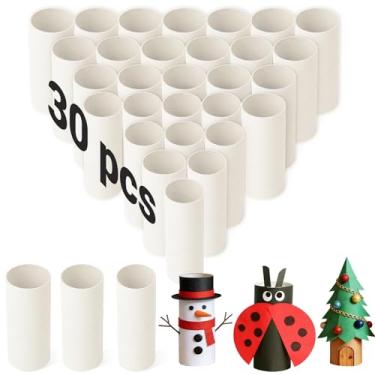 Imagem de Czoynife Pacote com 30 tubos de papelão brancos para artesanato, 3 x 10 cm, rolos de papel a granel para crianças, materiais de arte para sala de aula, decoração de férias