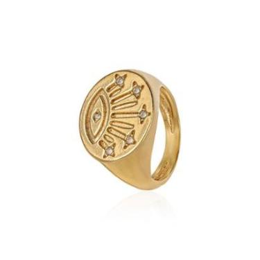 Imagem de Anel De Dedinho Olho Grego Com Zircônias Brancas-Unissex