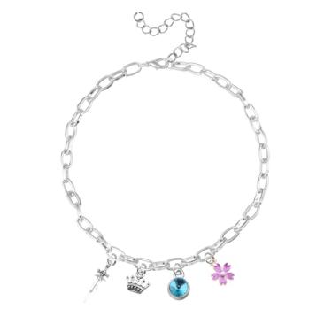 Imagem de UJIMS Presentes inspirados em livros de fantasia, colar com punhal e flor, romantismo, presentes de leitura, 1, Aço inoxidável, Strass