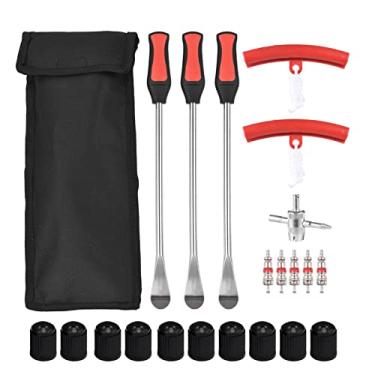 Imagem de ZJchao Conjunto de Alavancas de Pneu de, Durável, Multifuncional, Colher de Pneu, Ferramenta de Troca de Com Protetores de Aro, Núcleos de Válvula para Bicicleta, (Vermelha)