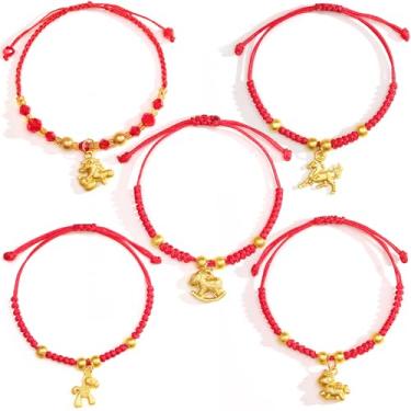 Imagem de LOTADILO 10 pulseiras de ano novo chinês do cavalo pulseira ajustável com pingente de cavalo vermelho 2026 ano chinês