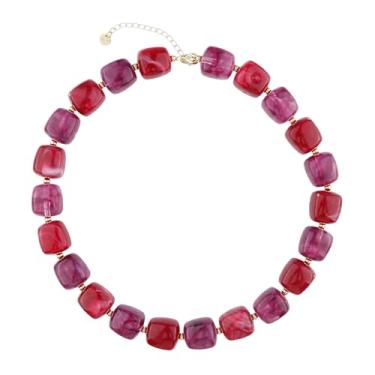 Imagem de KELITCH Colar estilo Y2 com estampa de mármore, vidro, resina, contas alienígenas, presente personalizado para casais, Resina, Sem Pedra Preciosa