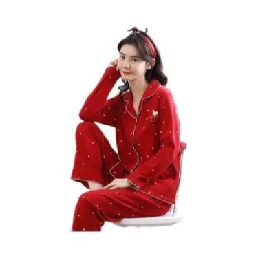 Imagem de Conjunto De Pijamas De Algodão Para Mulheres Em Tamanho Grande, Camisa