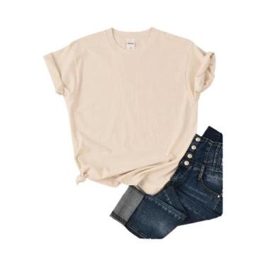 Imagem de Camisetas De Verão plus Size Para Mulheres Em Cores Sólidas Confortáve