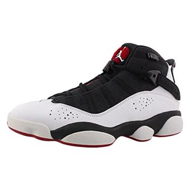 Imagem de Tênis de basquete masculino Jordan com 6 anéis 322992-012, Preto/Branco/Vermelho, 9