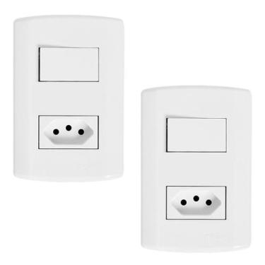 Imagem de Kit 2 Interruptores + Tomada 20A 250V Modular Simples Pluzie