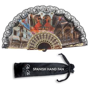 Imagem de Ole Ole Flamenco Ventilador de mão espanhol - Ventilador de flamenco - Ventilador dobrável autêntico - Fãs de mão espanhóis para mulheres, dança, lembrança, resfriamento de verão, casamento e presente