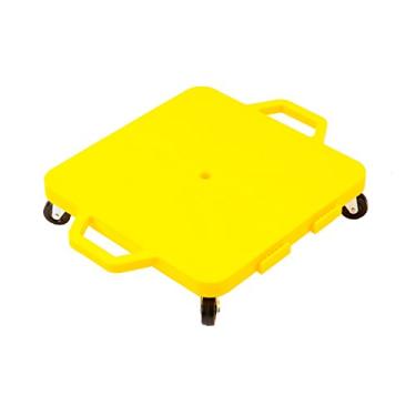 Imagem de Prancha de scooter Cosom, quadro infantil de 40,6 cm com rodízios de nylon sem marcas e protetores de segurança para aulas de educação física, placas deslizantes com alças de segurança, amarelo