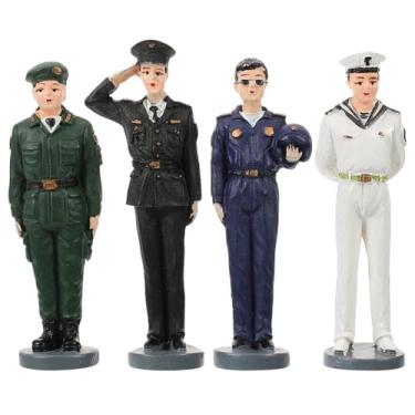 Imagem de DIYEAH Conjunto de 4 bonecos de soldado em miniatura, modelos detalhados para brincar e decoração para mesas de areia e cenários criativos
