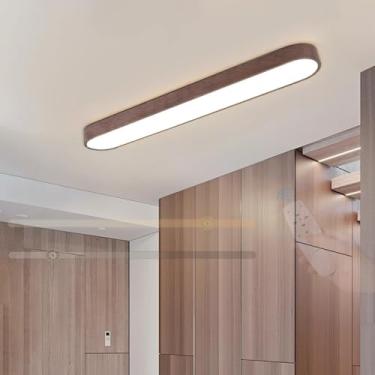Imagem de GZZBMY LED Metal Lâmpada de Teto com Controle Remoto Iluminação de Teto Regulável 3000 K-6500 K Moderna Minimalista Cozinha Lâmpada de Teto para Quarto Sala de Estar Sala de Jantar Corredor (Madeira