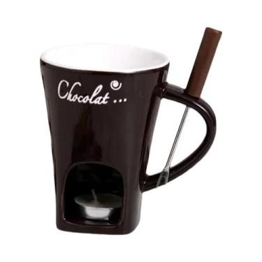 Imagem de Caneca De Cerâmica De 130ML Com Garfo Para Derreter Queijo E Chocolate