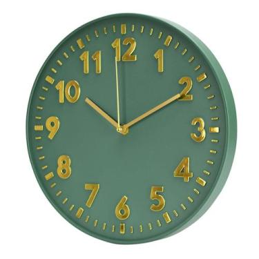 Imagem de Relógio de Parede Cozinha 30cm Silencioso Urban Fosco - Livon, Verde