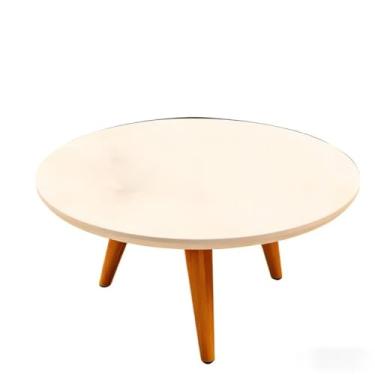 Imagem de Mesinha de Centro e Lateral Apoio Retro - Tripe Redonda para Sala, Versátil e Decorativa, Ideal para Acomodar Objetos Domésticos (Off White)