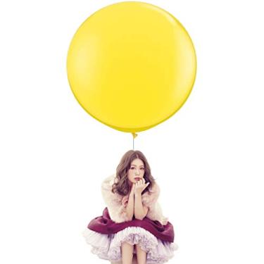 Imagem de Balões redondos grandes de 91 cm, pacote com 5 balões gigantes amarelos grossos para sessão de fotos, casamento, chá de bebê, decorações de festa de aniversário IN-JOOYAA