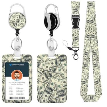 Imagem de Porta-crachá de identificação com cordão retrátil para dinheiro, crachá, crachá, etiqueta, breakaway, resistente, retrátil removível para homens, mulheres, estudantes, professores, enfermeiras, uso no