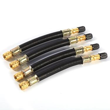 Imagem de Luqeeg Conjunto de Adaptador de Extensão de Válvula de Pneu de Borracha Flexível Com Braçadeiras para Caminhões e ônibus 4x 140mm Trânsito de Roda de Pneu Preto para a Cena Mais Aplicável