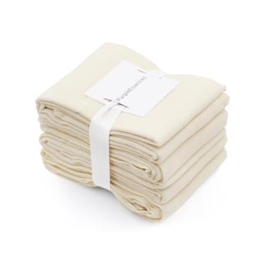 Imagem de PurpleEssences Panos de queijo para coar 91 x 91 cm - Gaze reutilizável de algodão cru com borda de bainha para cozinhar, iogurte, leite de nozes, caldo e artesanato - Natural, conjunto de 4