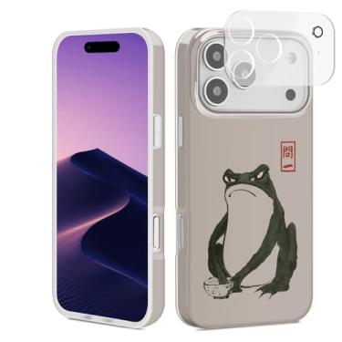 Imagem de GEQCDBN Capa compatível com iPhone 17 Pro, capa protetora de TPU (poliuretano termoplástico) à prova de choque e estética de sapo rabugento da moda para mulheres e meninas de 6,3 polegadas