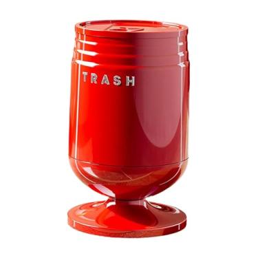 Imagem de Ｂｅｓｇａ Lixeira com tampa, multiuso, para uso doméstico, ideal para dormitórios, salas de estar, hotéis, escritórios e banheiros, Vermelho, M