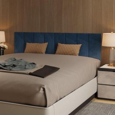 Imagem de Cabeceira Modular Estofada Adesiva Autocolante Queen 160cm - Via Nossa