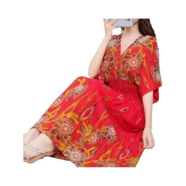 Imagem de Vestido Midi Boêmio Com Decote Em V Colorido Para Mulheres, Moda Chic 